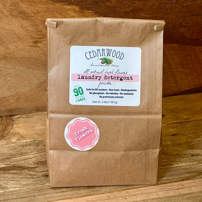 Fresh flowers laundry powder in kraft paper bag