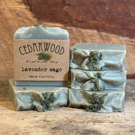 Five lavender sage handmade soap bars