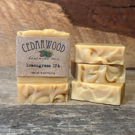 Five bars of Lemongrass IPA handmade soap