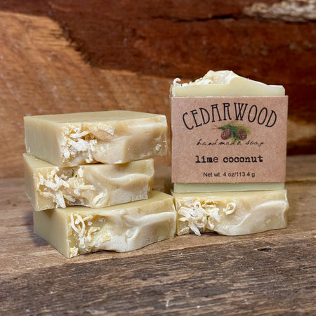 Five bars of lime coconut handmade soap