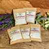Five sample bags of homemade fresh flowers laundry powder