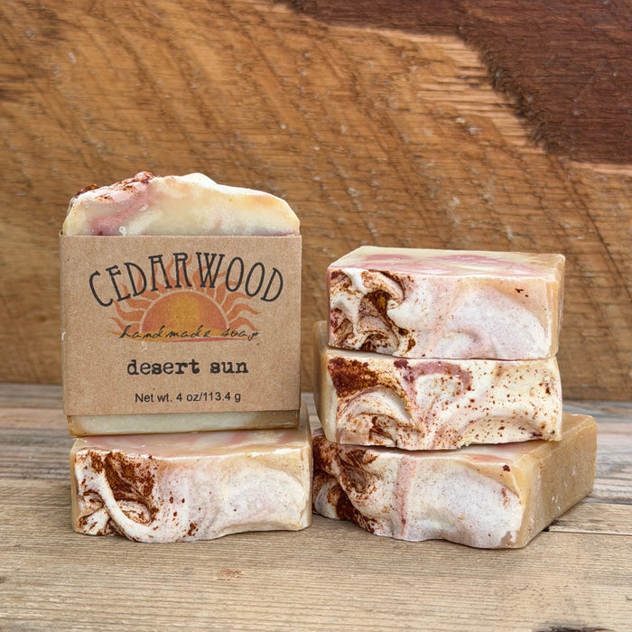 Five bars of Desert Sun handmade bar soap