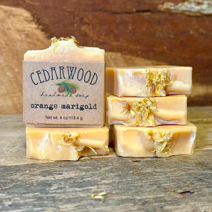 Handmade orange marigold bar soap