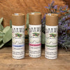 Three kraft paperboard tubes of handmade all-natural deodorant 