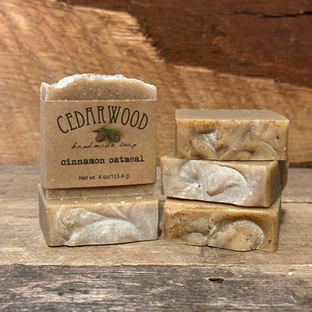 Five bars of Cinnamon oatmeal handmade soap