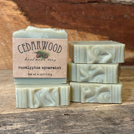 Five bars of handmade eucalyptus spearmint soap