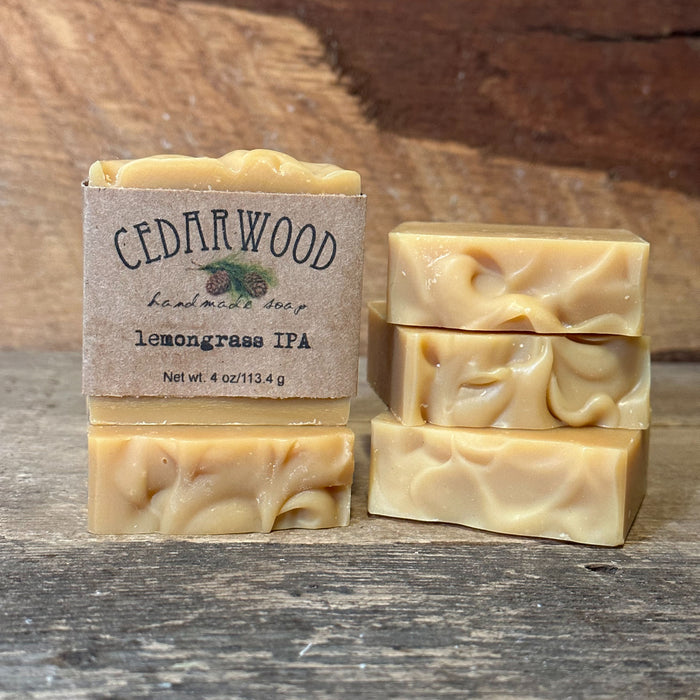 Five bars of andmade lemongrass IPA soap
