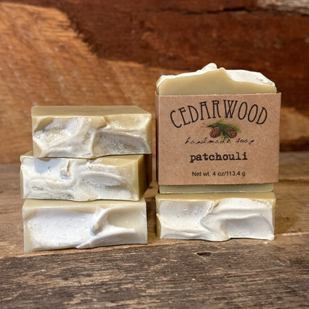 Five bars of handmade patchouli soap