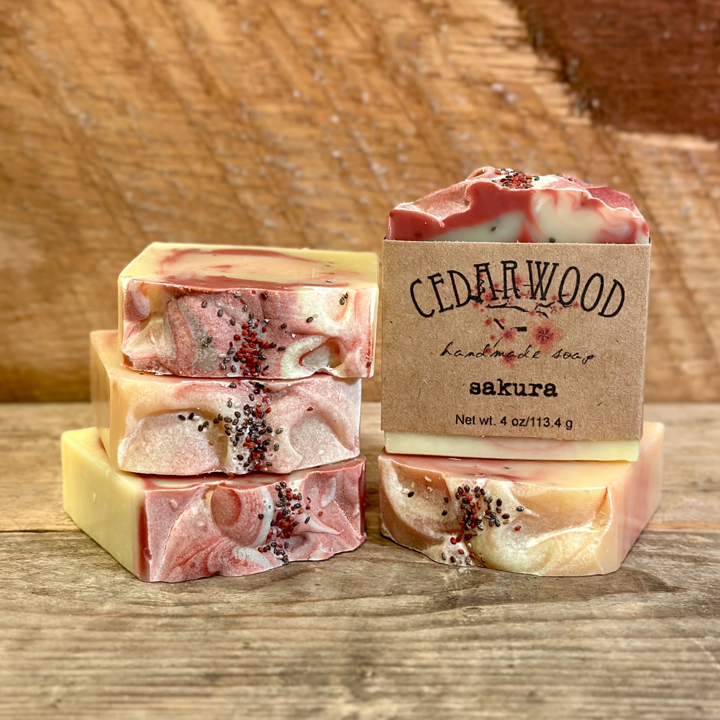 Five bars of Sakura handmade soap